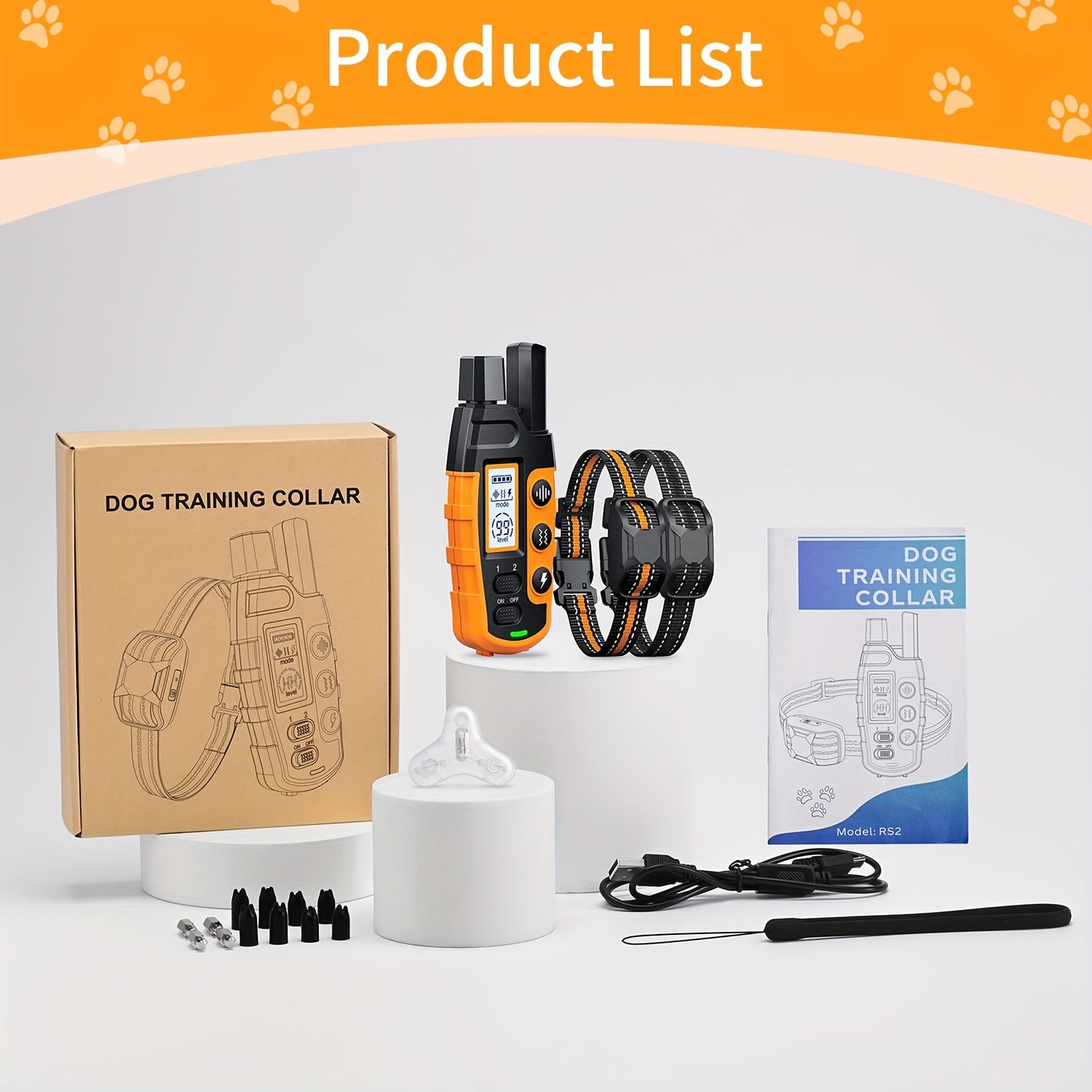 3300ft Range Rechargeable Waterproof Dog Training Collars, 1/2 Collar with Adjustable Nylon Strap, Beep 1-8, Vibration