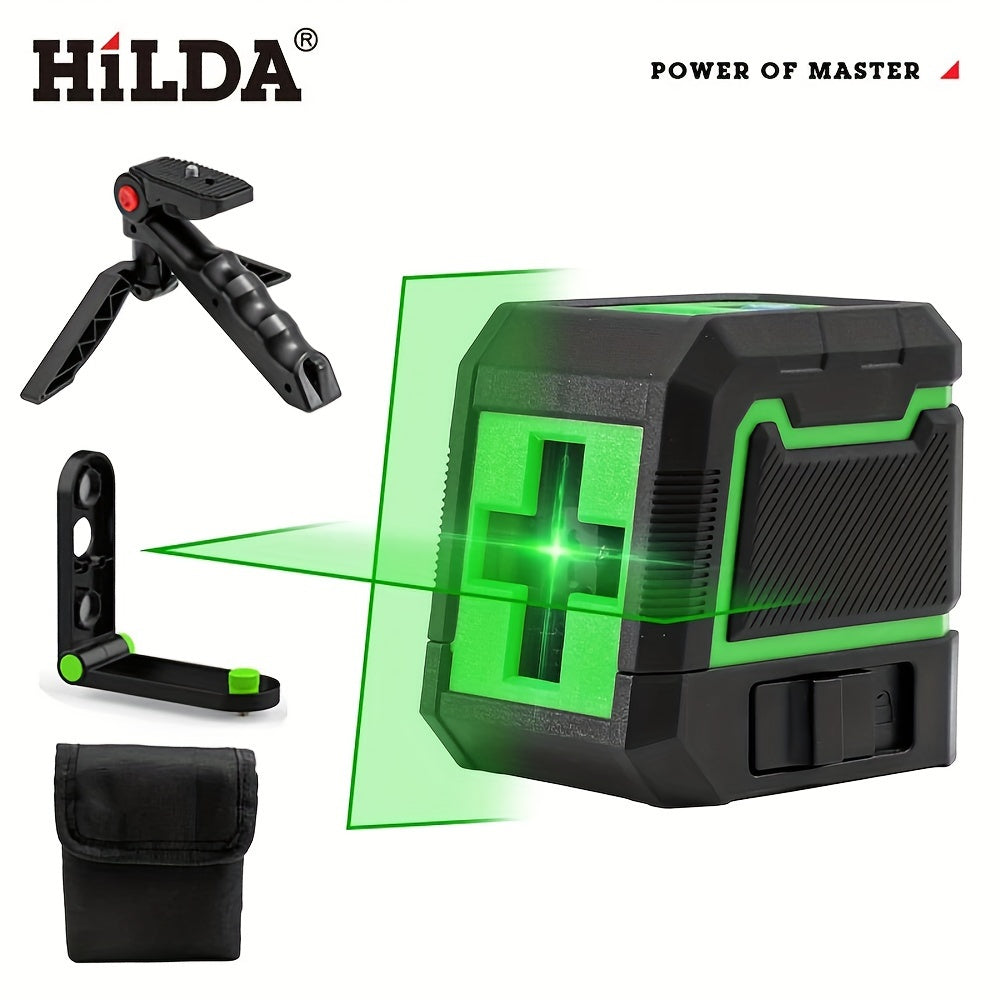 Ultra Green 2 Lines Laser Level - Self Leveling, Carrying Bag, Wall Bracket, and Tripod Included