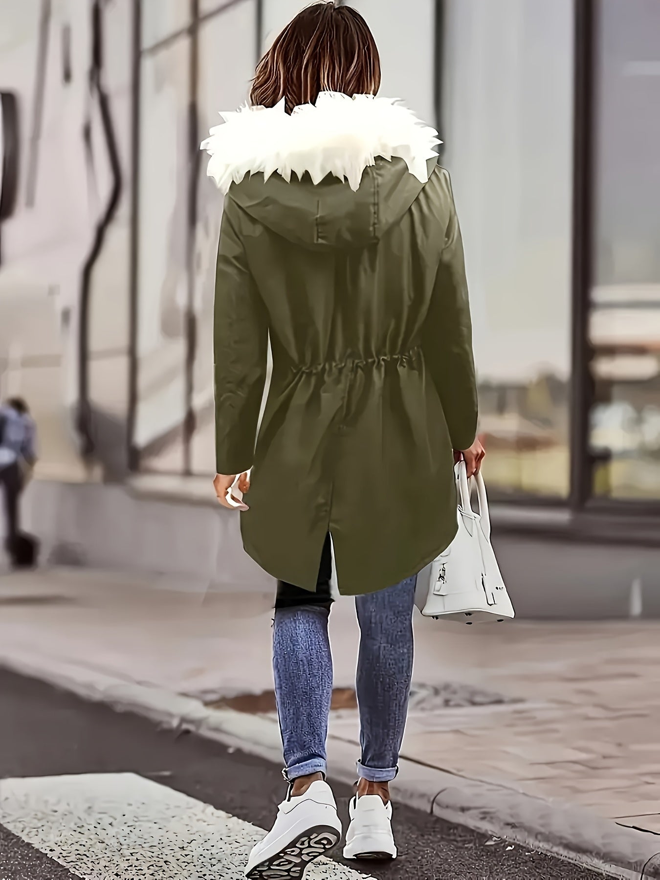 Winter Faux Fur Hooded Parka Coat