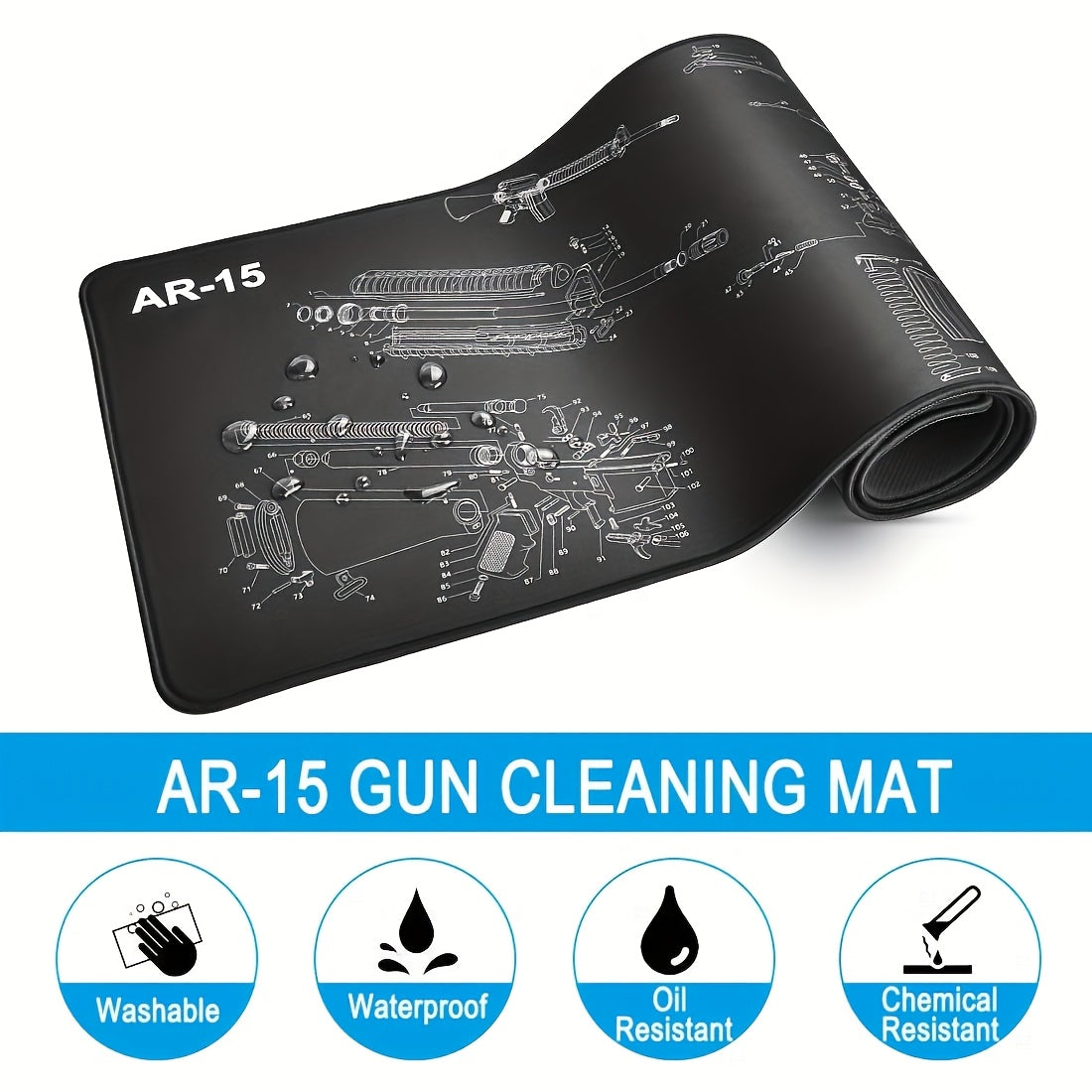 Large Rubber Cleaning Mat With Diagrammed Parts Instructions