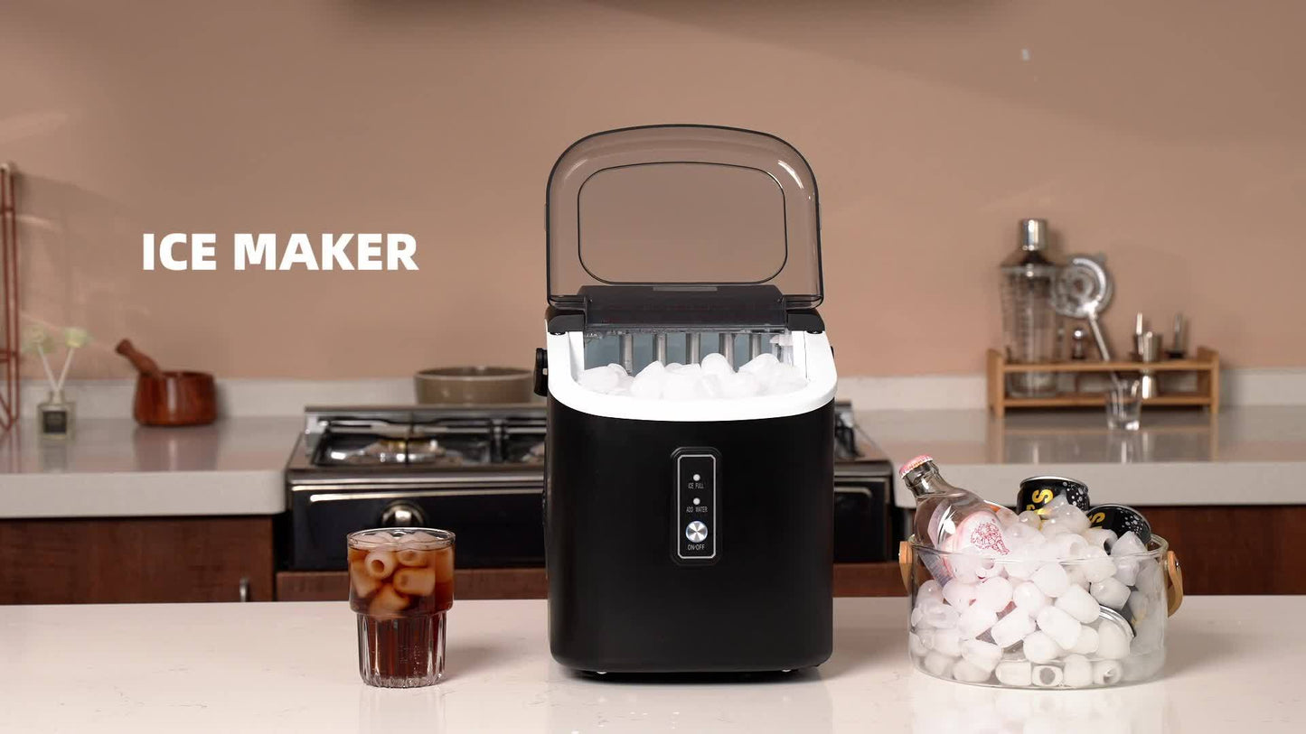 Countertop Ice Maker Machine with Handle, 26.5lbs/24H Capacity,