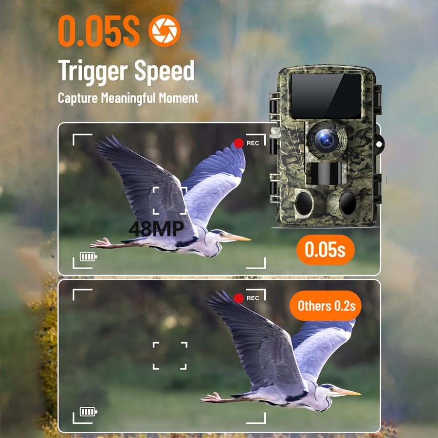 4K Ultra HD Trail Camera, 48MP with No Glow Night Vision, Motion Sensor, Tree Mount,, Audio & Motion Alerts, Infrared Sensor, Battery Powered, Outdoor Wildlife Monitoring(4K-48MP, 2K-28MP), Gift for Men