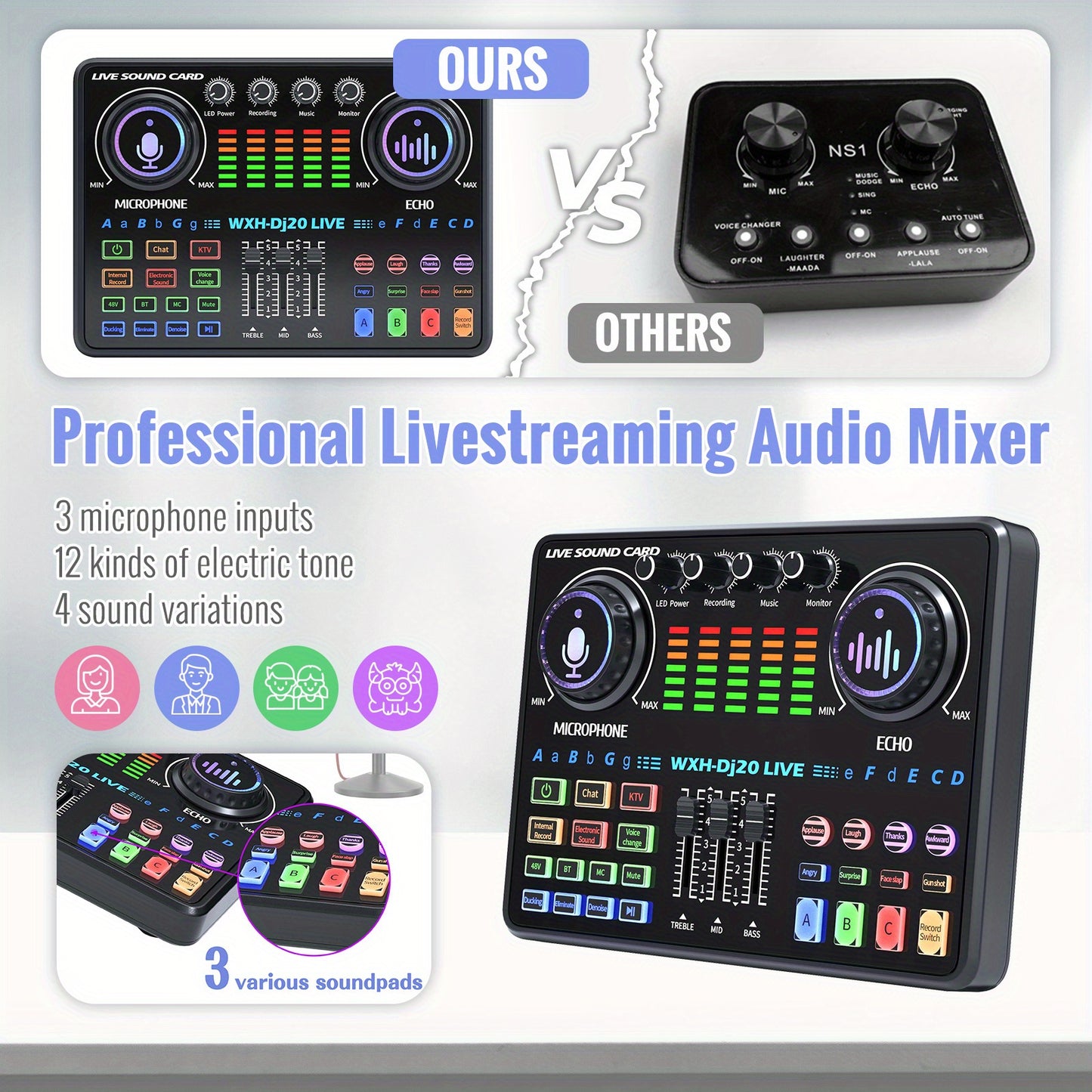 Large Diaphragm Condenser Microphone Bundle: Premium XLR Podcast with Live Sound Card for Studio Recording & Broadcasting