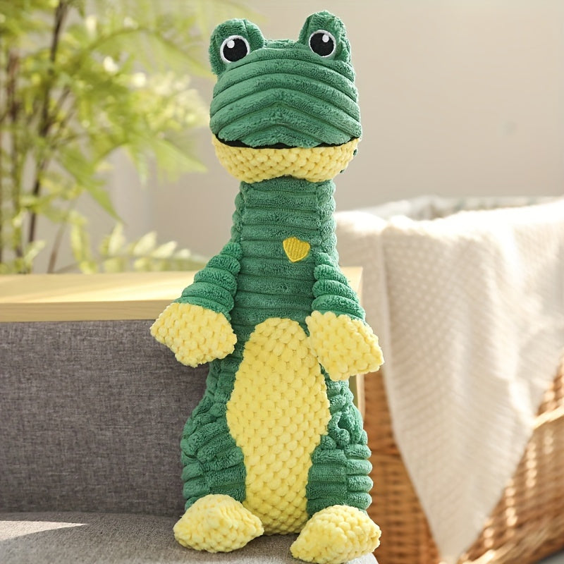Plush Dog Toothbrush Set with 3pcs Squeaky Toys Duck Frog Deer Plush Pet Toy - Promote Dental Health and Entertainment .