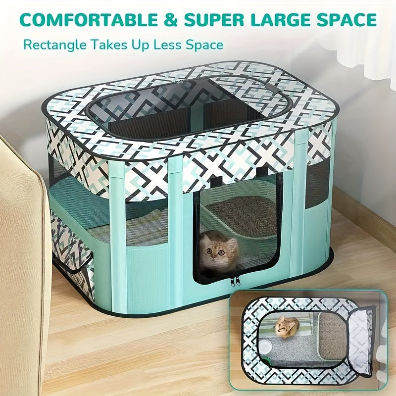 Extra-Large Portable Pet Playpen with Storage Bag - Collapsible Oxford Fabric Enclosure for Dogs, Puppies, Cats & Small Animals