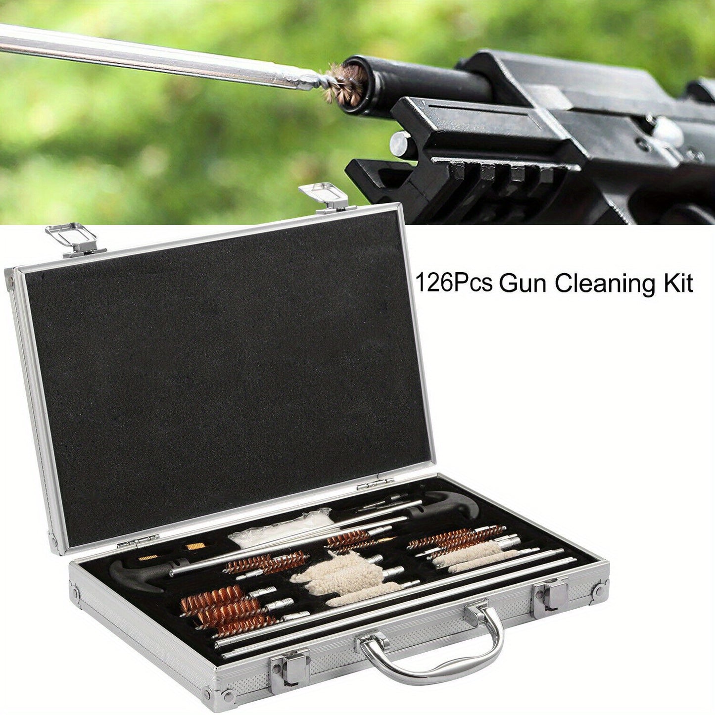 126pcs Universal Pro Gun Cleaning Kit for Pistol Rifle Shotgun Firearm Cleaner w/ Carrying Case