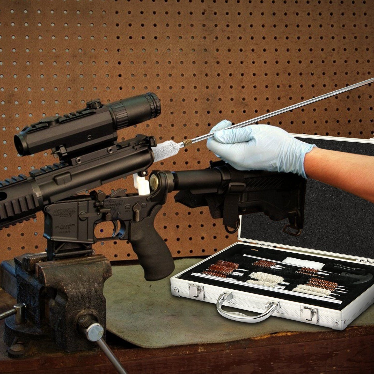 126pcs Universal Pro Gun Cleaning Kit for Pistol Rifle Shotgun Firearm Cleaner w/ Carrying Case
