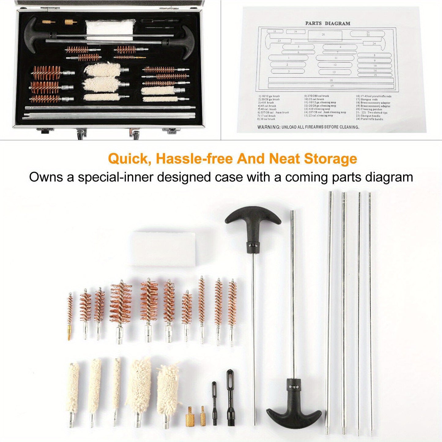 126pcs Universal Pro Gun Cleaning Kit for Pistol Rifle Shotgun Firearm Cleaner w/ Carrying Case