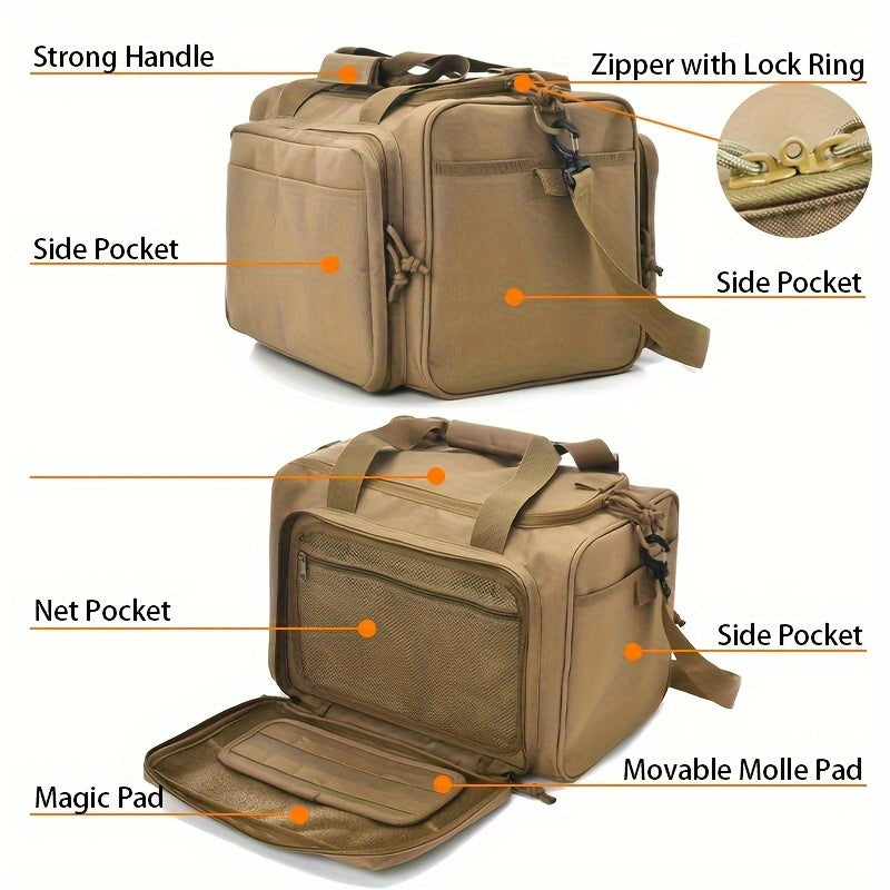 Tactical Gun Range Bag- 30L Capacity Handgun Range Bag, Pistol Bag For Outdoor Hunting Shooting Range- Holds Other Shooting Gear.