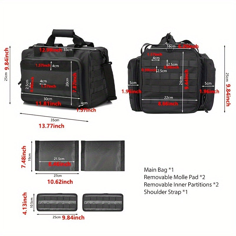 Tactical Gun Range Bag- 30L Capacity Handgun Range Bag, Pistol Bag For Outdoor Hunting Shooting Range- Holds Other Shooting Gear.