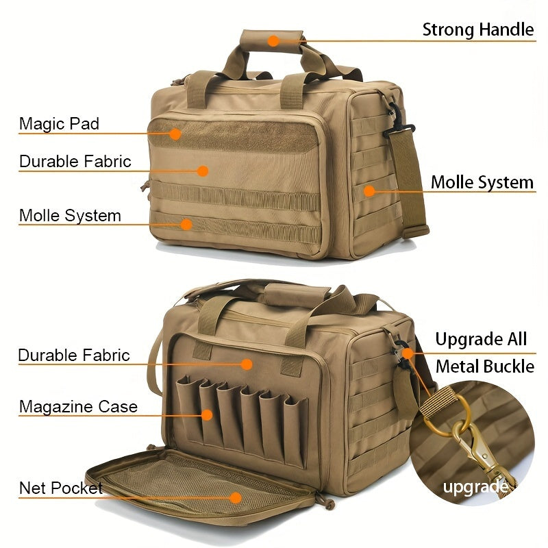 Tactical Gun Range Bag- 30L Capacity Handgun Range Bag, Pistol Bag For Outdoor Hunting Shooting Range- Holds Other Shooting Gear.