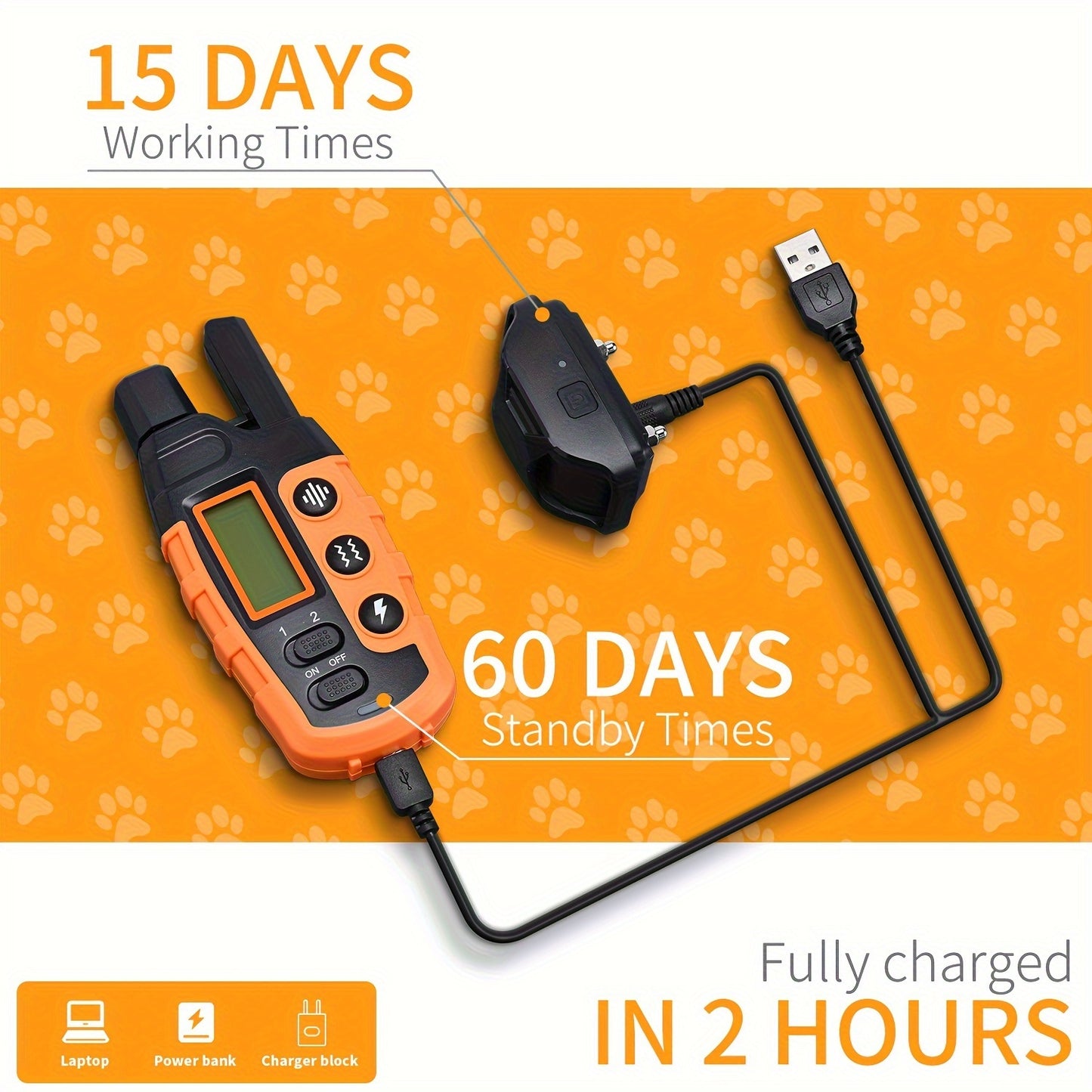 3300ft Range Rechargeable Waterproof Dog Training Collars, 1/2 Collar with Adjustable Nylon Strap, Beep 1-8, Vibration