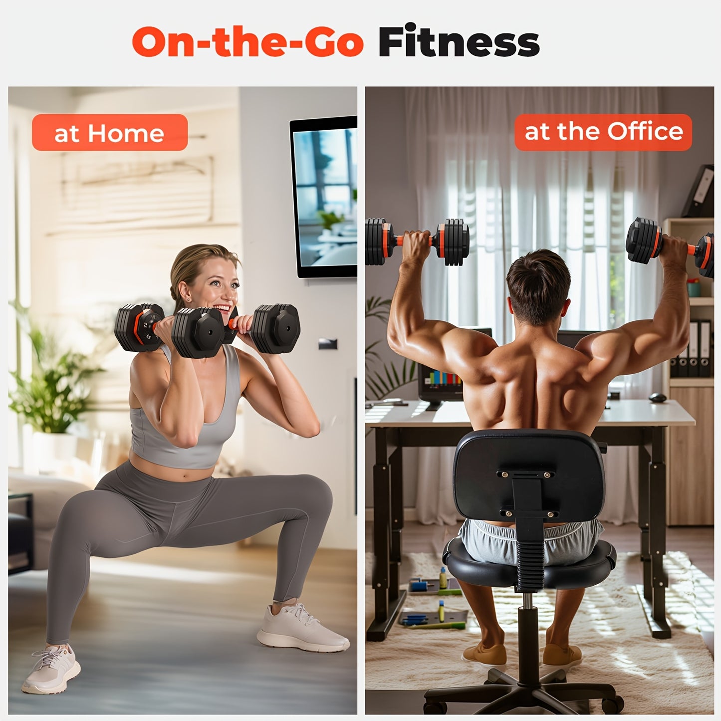 Adjustable 55LB Dumbbell Set