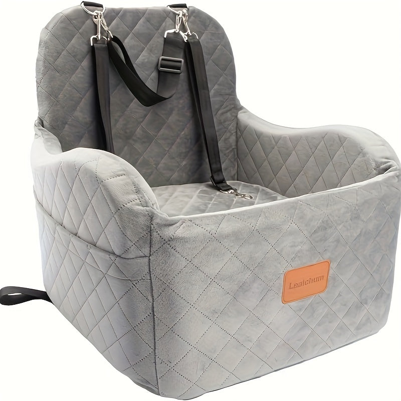Soft Plush Car Seat for Dogs, with Furry Cover.