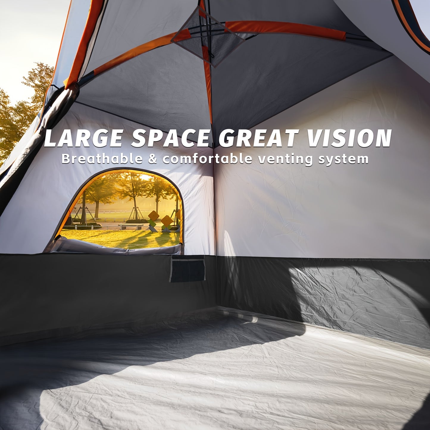 [4-Person Waterproof Camping Tent Easy Set Up, with Top Rainfly