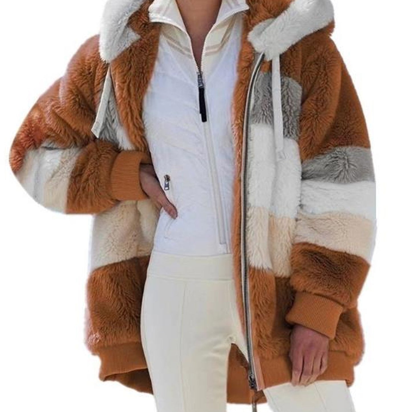 Women's Chic Hooded Coat Casual Loose Fit for Fall/Winter .