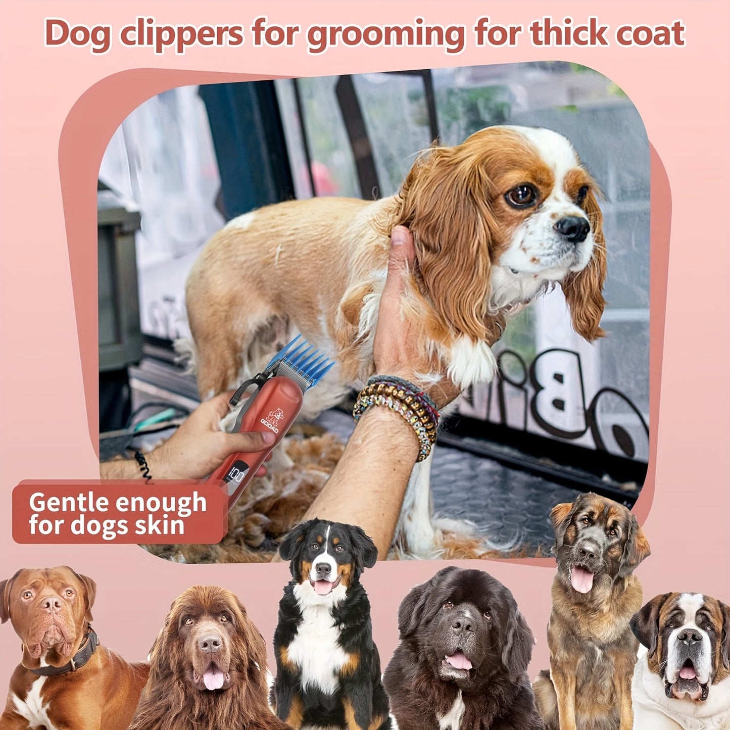 Dog Clippers for Grooming Cordless Low Noise Quiet Rechargeable.