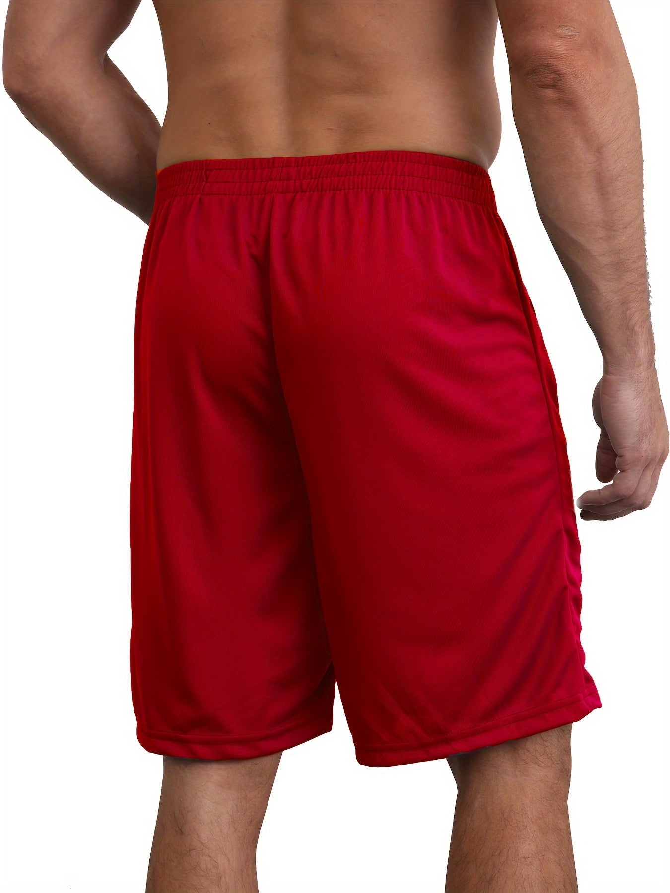 5pcs Men's Polyester Sports Shorts, Loose Fit with Zip Pockets,, Quick Dry