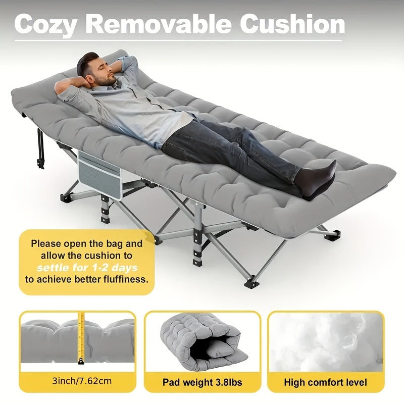 900LBS Heavy-Duty Extra-Wide 28" Folding Camping Cot - Cozy Comfort .