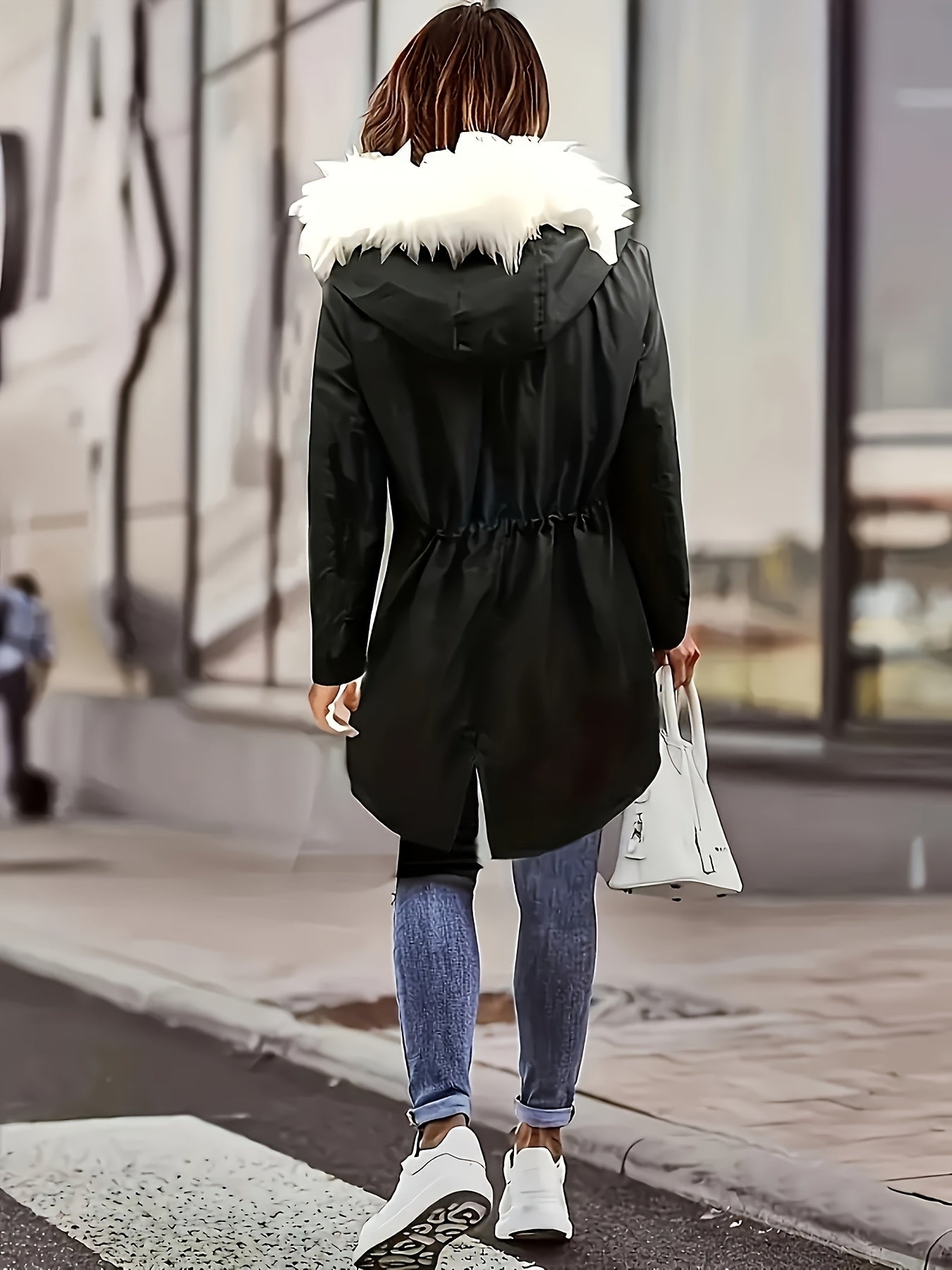 Winter Faux Fur Hooded Parka Coat