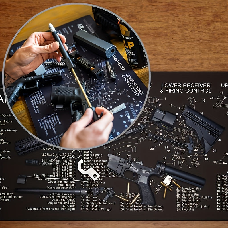 Large Rubber Cleaning Mat With Diagrammed Parts Instructions