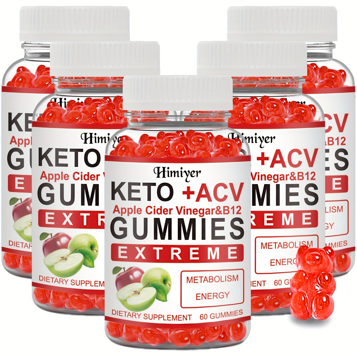 5pcs Keto Gummies with ACV, B12 & B6, Metabolism Boosting Multivitamin .