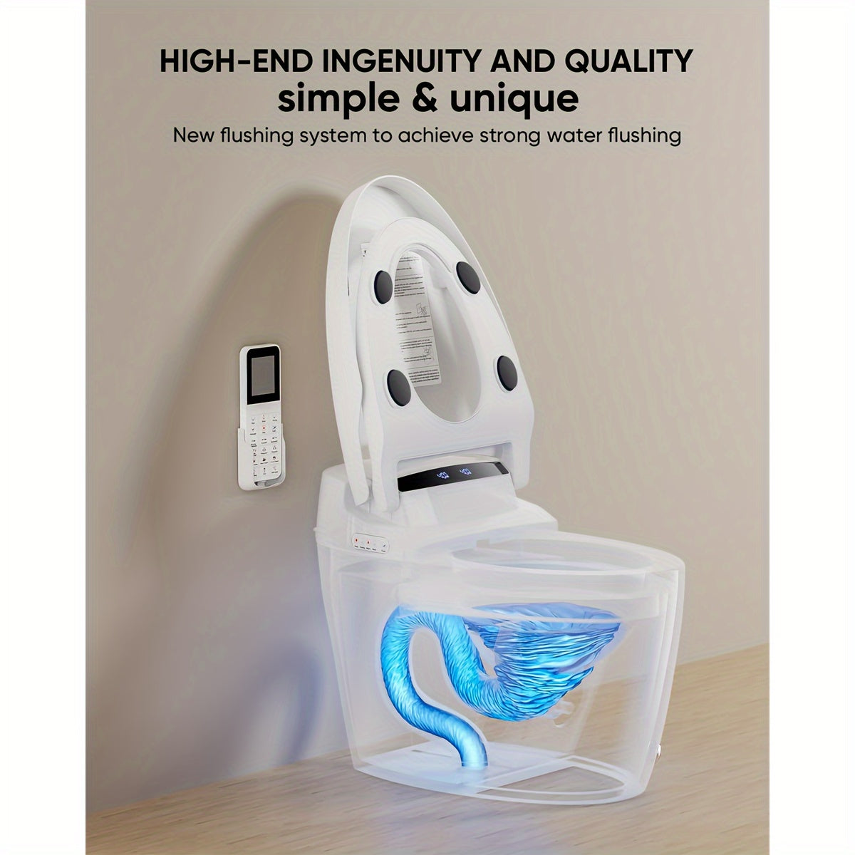 Heated Luxury Smart Toilet with LED Display, Foot Sensor Operation, Warm Water Sprayer and Dryer, Bidet Seat
