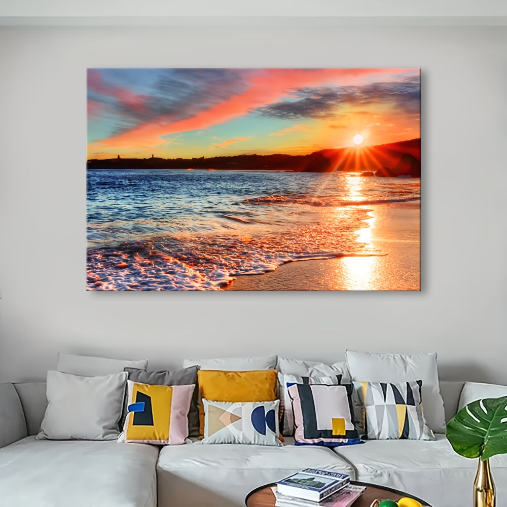 Sunny Sea View Wave Wall Art In Classic Modern Style