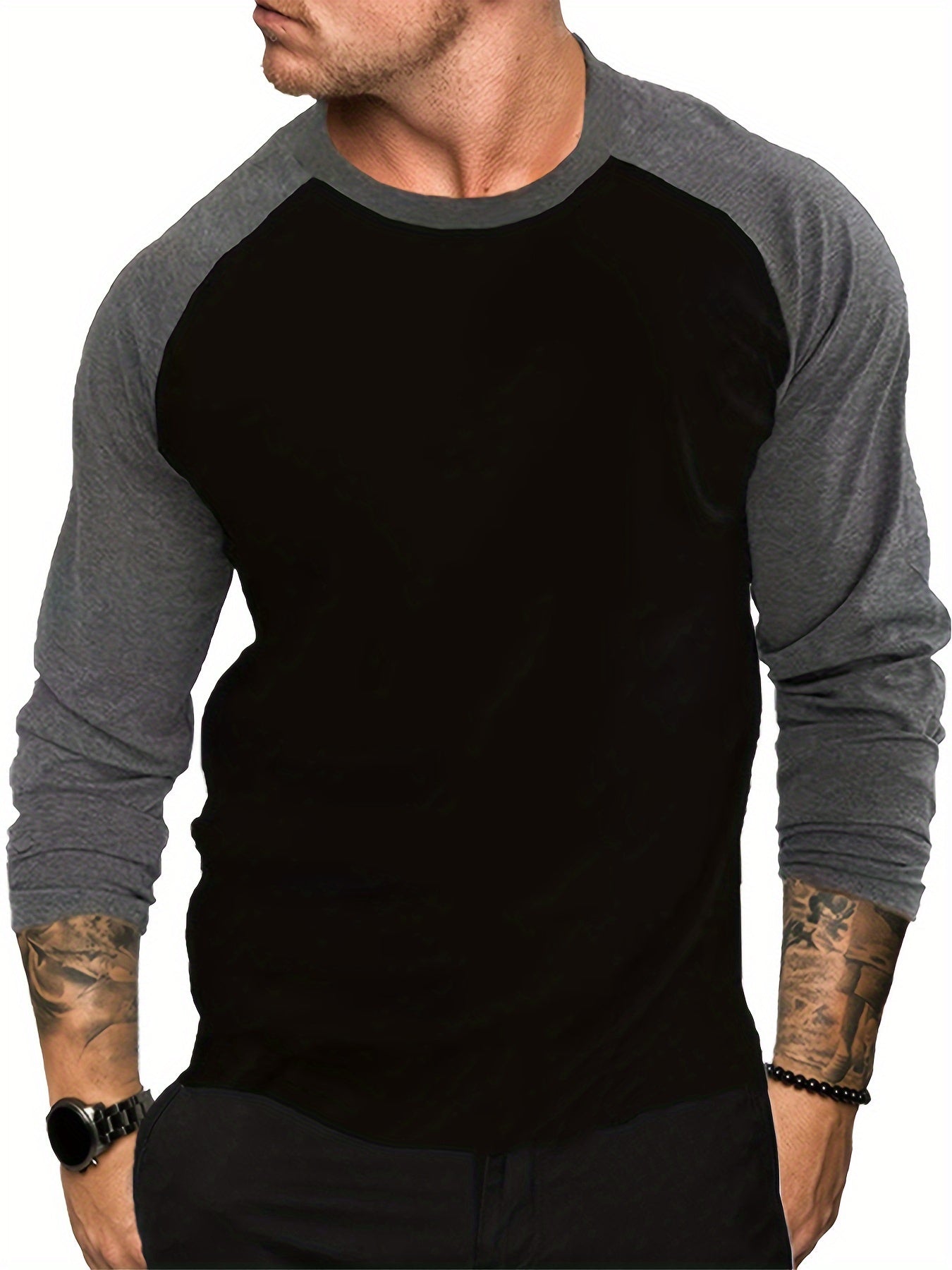 4pcs Men's Raglan Long Sleeve T-Shirts