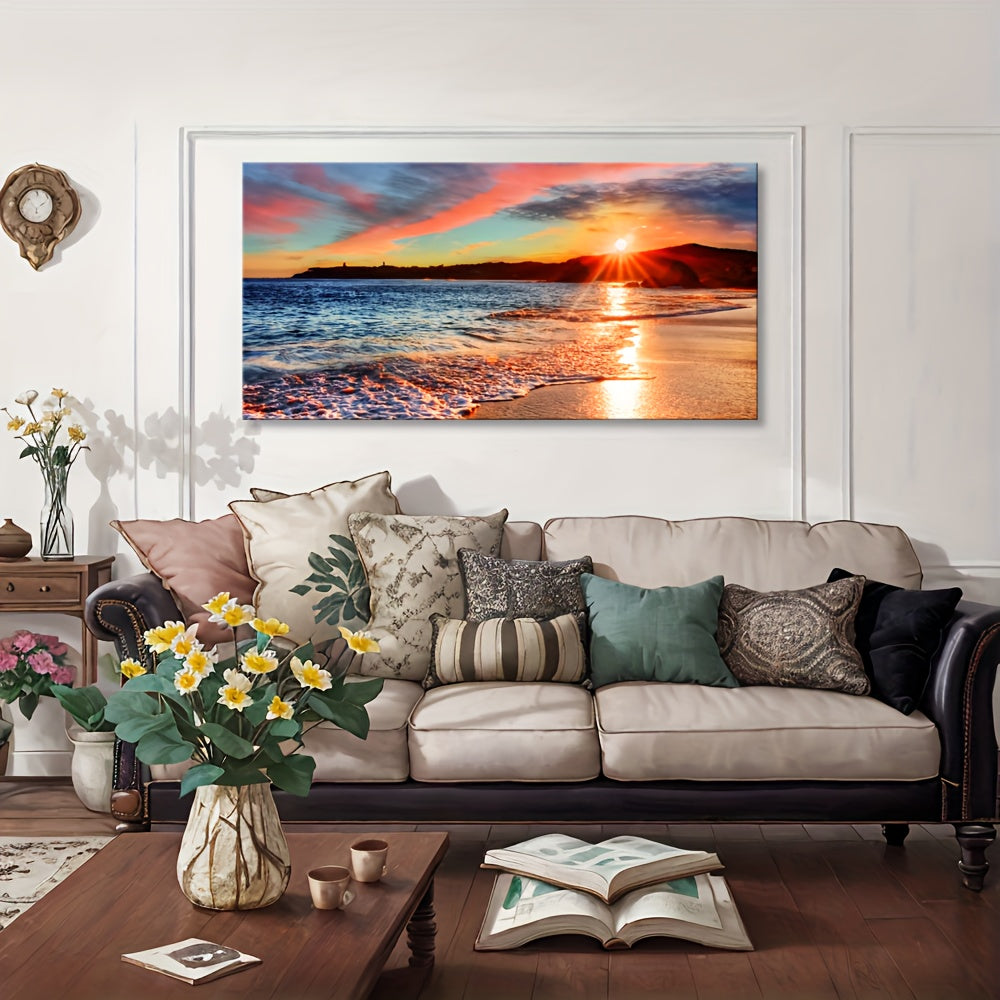 Sunny Sea View Wave Wall Art In Classic Modern Style