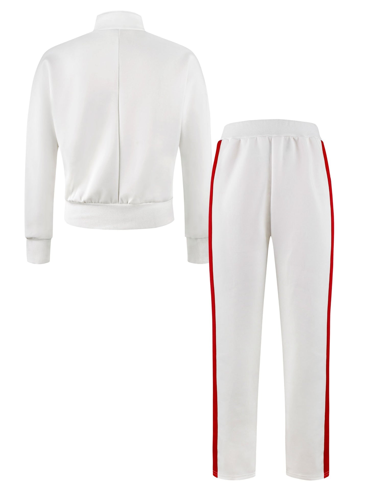 Long Sleeve Zip Up Jacket & Loose Pants Outfits, Trendy Contrast Trim