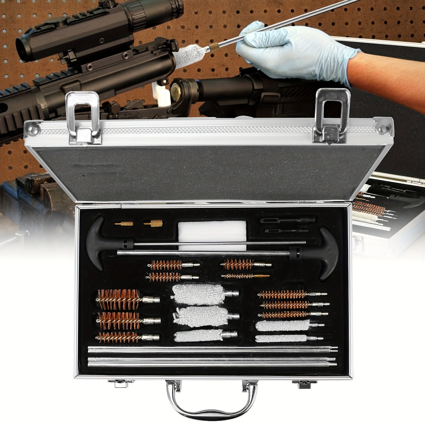 126pcs Universal Pro Gun Cleaning Kit for Pistol Rifle Shotgun Firearm Cleaner w/ Carrying Case