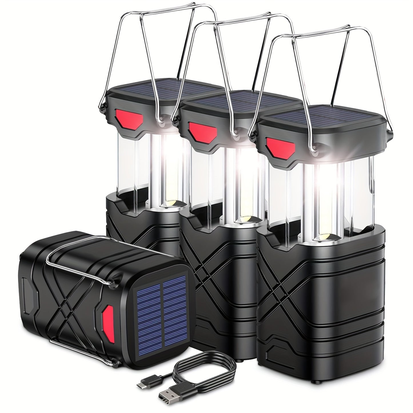 4 Pack Rechargeable Solar, AA Battery and USB Cable for Emergency, Power Outage, Hurricane Supplies