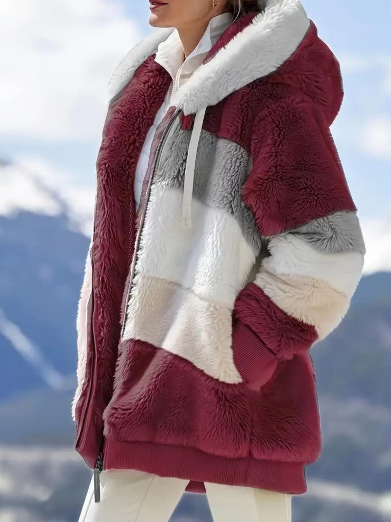 Women's Chic Hooded Coat Casual Loose Fit for Fall/Winter .