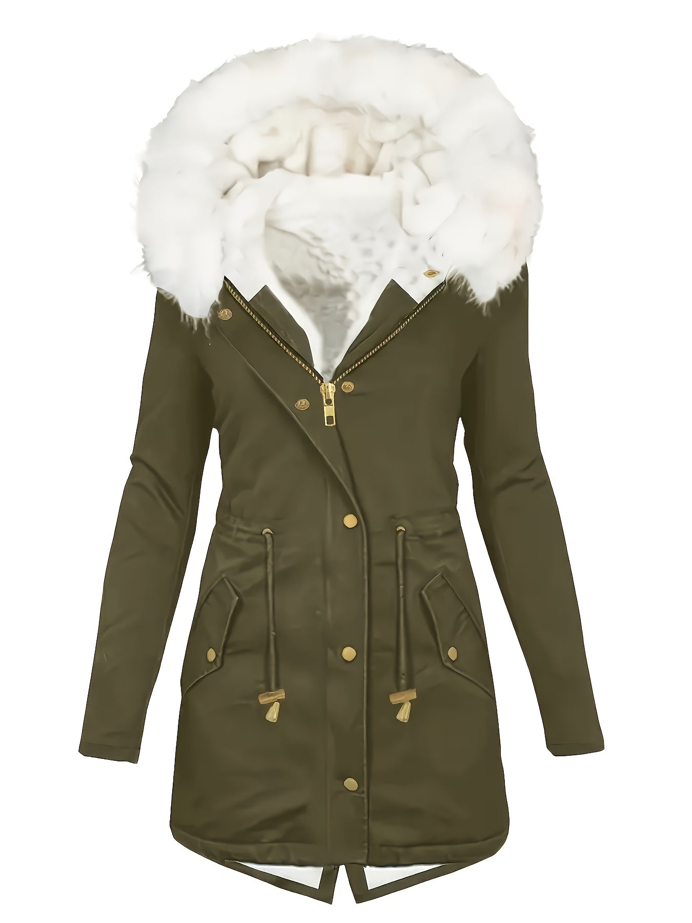 Winter Faux Fur Hooded Parka Coat