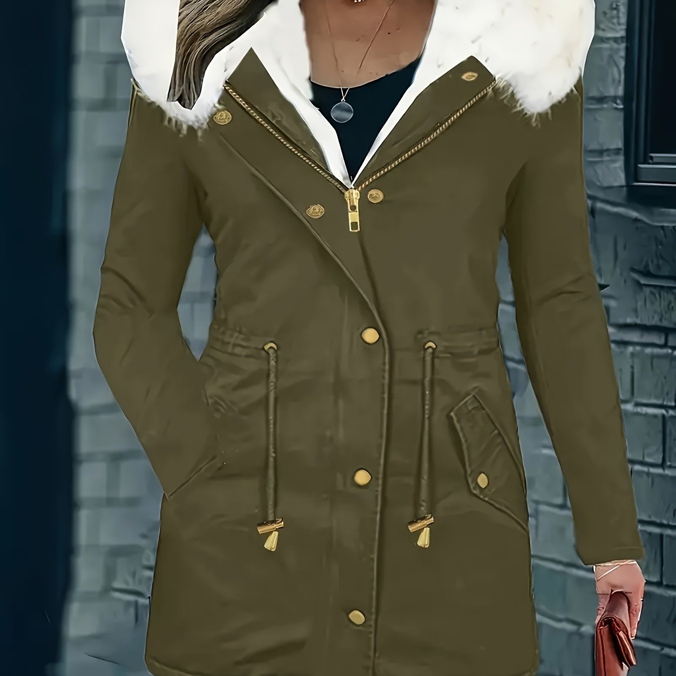 Winter Faux Fur Hooded Parka Coat