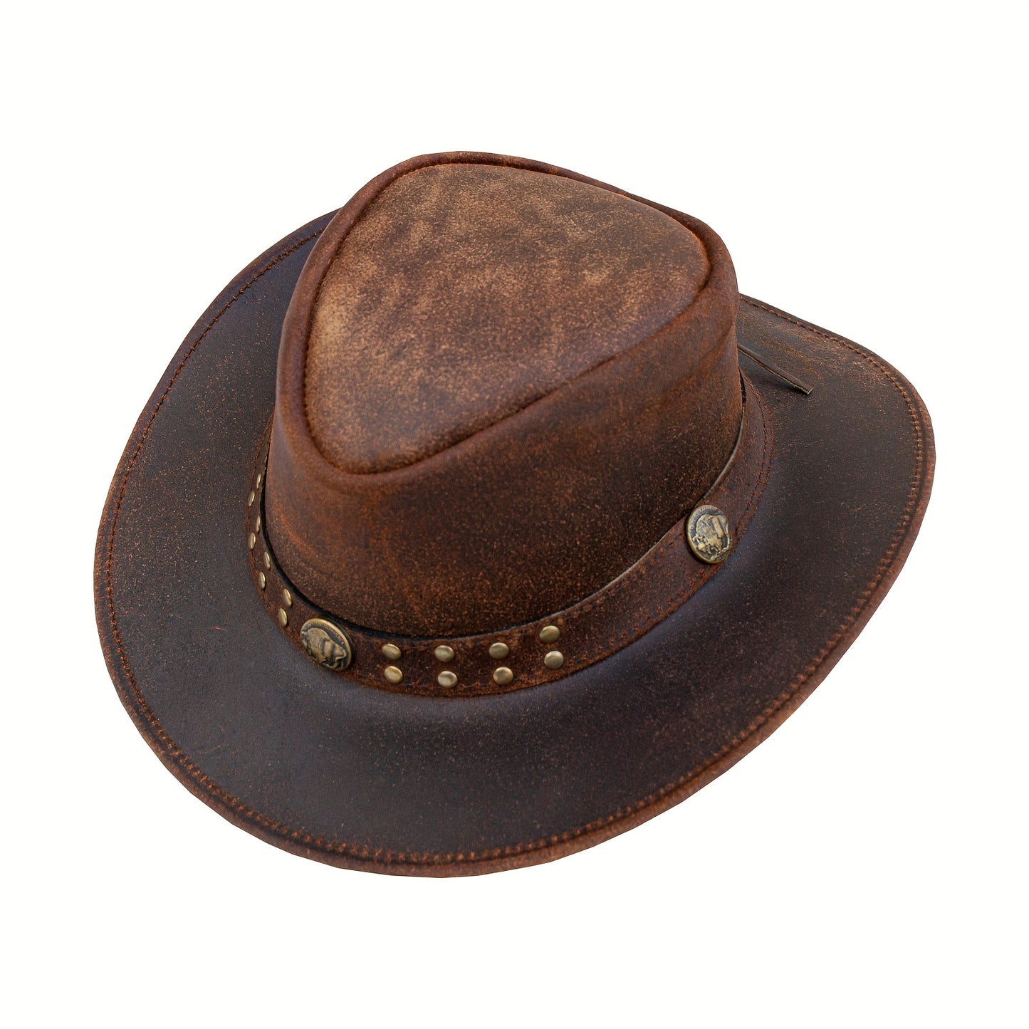 Leather Cowboy Western Hat For Men Woman Studded Steampunk Hat Deadman Top Hat