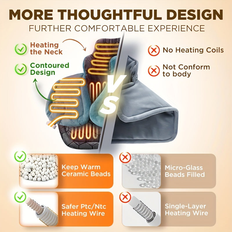 3 Times Deeper Warm Heating Pad - Weighted Instant Heating Wrap with 6 Options and 4 Timers