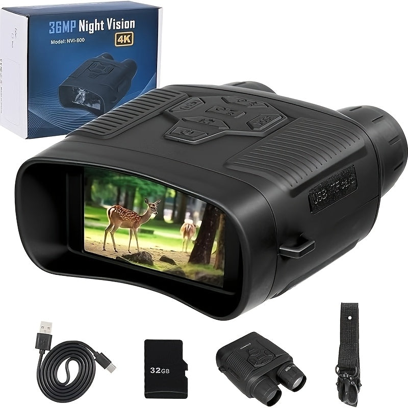 4K Night Vision Binoculars - 3-inch HD Screen, 32GB TF Card Storage