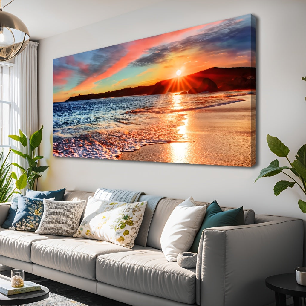 Sunny Sea View Wave Wall Art In Classic Modern Style