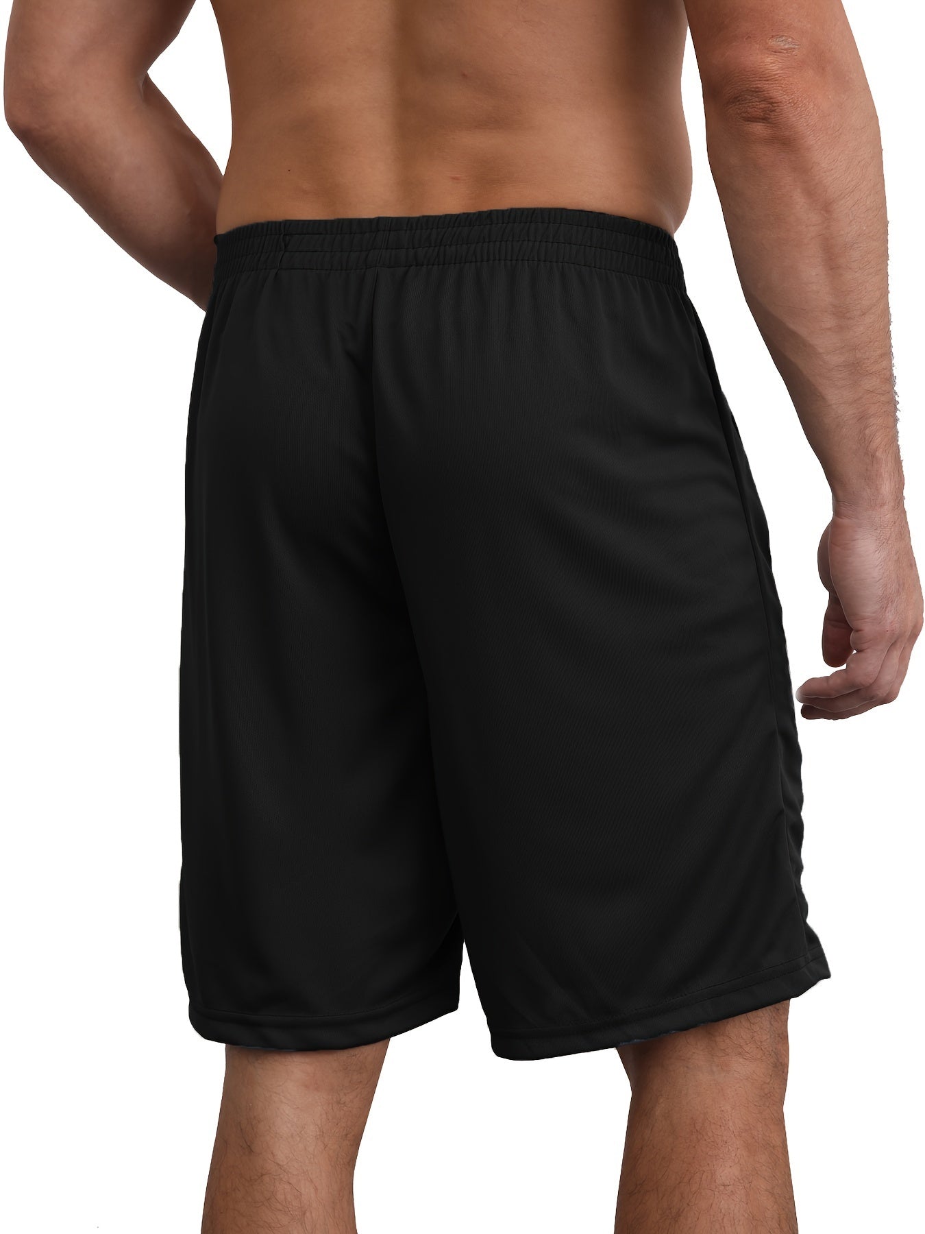 5pcs Men's Polyester Sports Shorts, Loose Fit with Zip Pockets,, Quick Dry