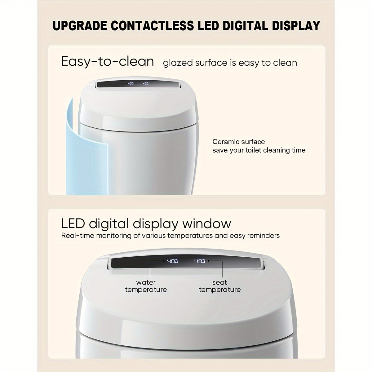 Heated Luxury Smart Toilet with LED Display, Foot Sensor Operation, Warm Water Sprayer and Dryer, Bidet Seat
