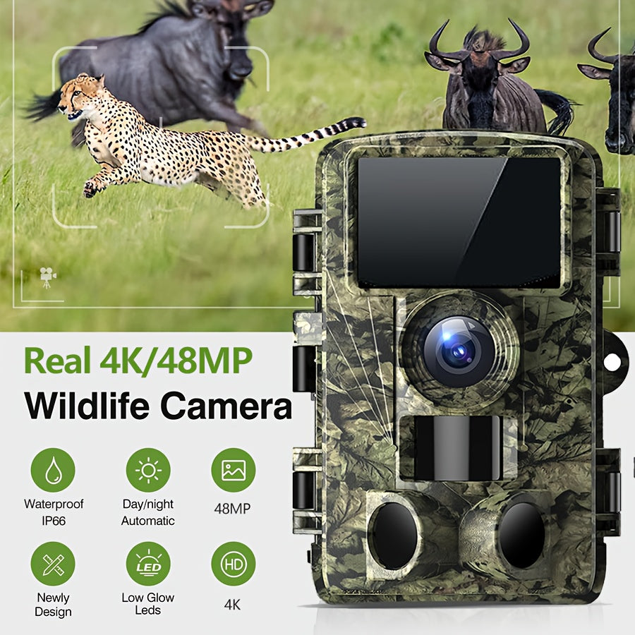 4K Ultra HD Trail Camera, 48MP with No Glow Night Vision, Motion Sensor, Tree Mount,, Audio & Motion Alerts, Infrared Sensor, Battery Powered, Outdoor Wildlife Monitoring(4K-48MP, 2K-28MP), Gift for Men