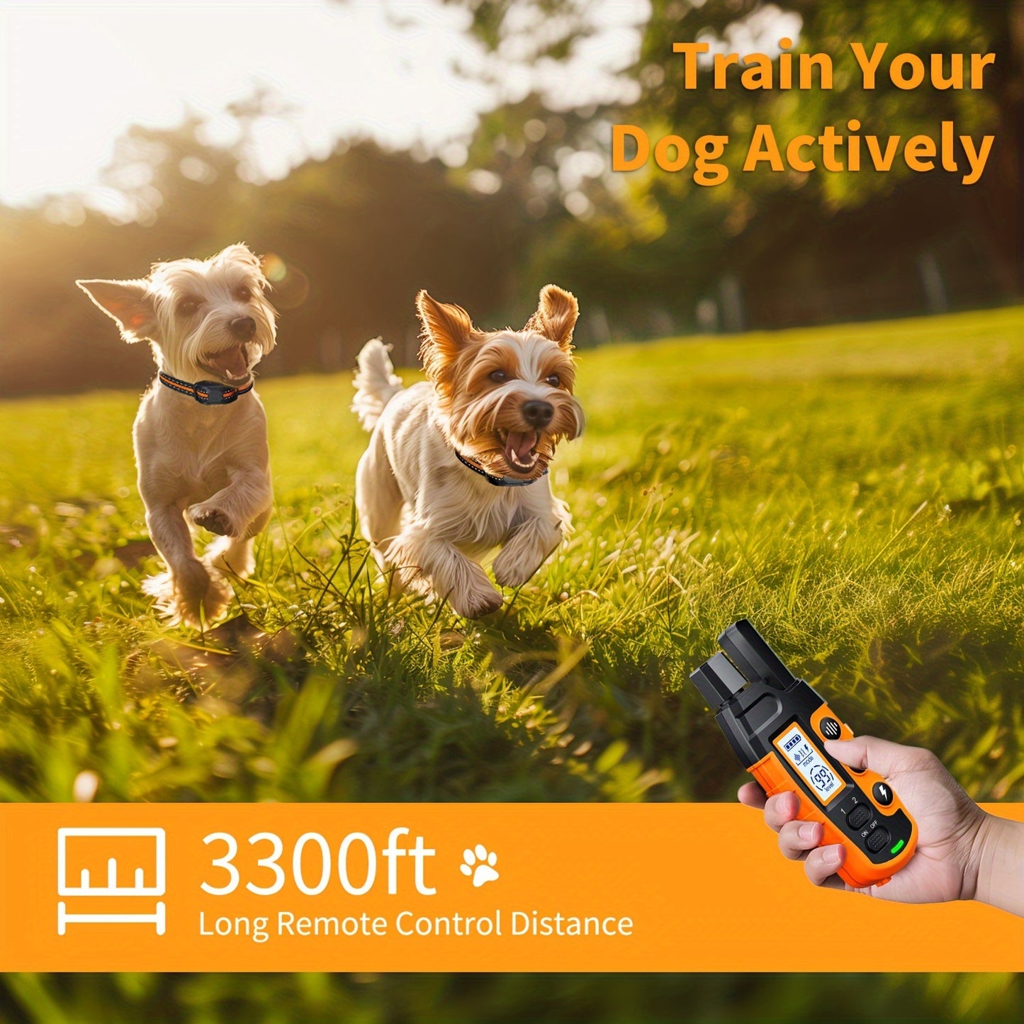 3300ft Range Rechargeable Waterproof Dog Training Collars, 1/2 Collar with Adjustable Nylon Strap, Beep 1-8, Vibration