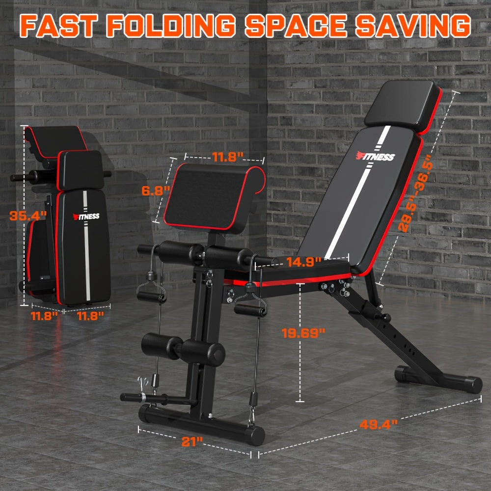 Adjustable Weight Bench - Foldable Incline Decline Utility Workout Bench for Full Body Exercise