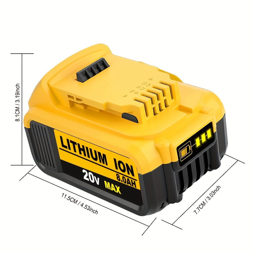 1/2/4pcs 8.0Ah 20V Lithium Ion Battery Replacement For Dewalt 20v Battery Compatible With Dewalt 20V Battery DCB206 DCB204 DCB200 DCB180 Series