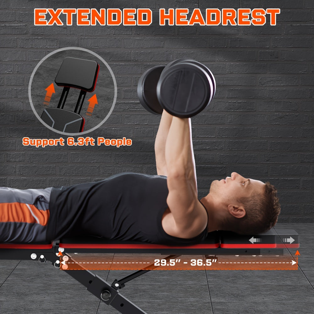 Adjustable Weight Bench - Foldable Incline Decline Utility Workout Bench for Full Body Exercise