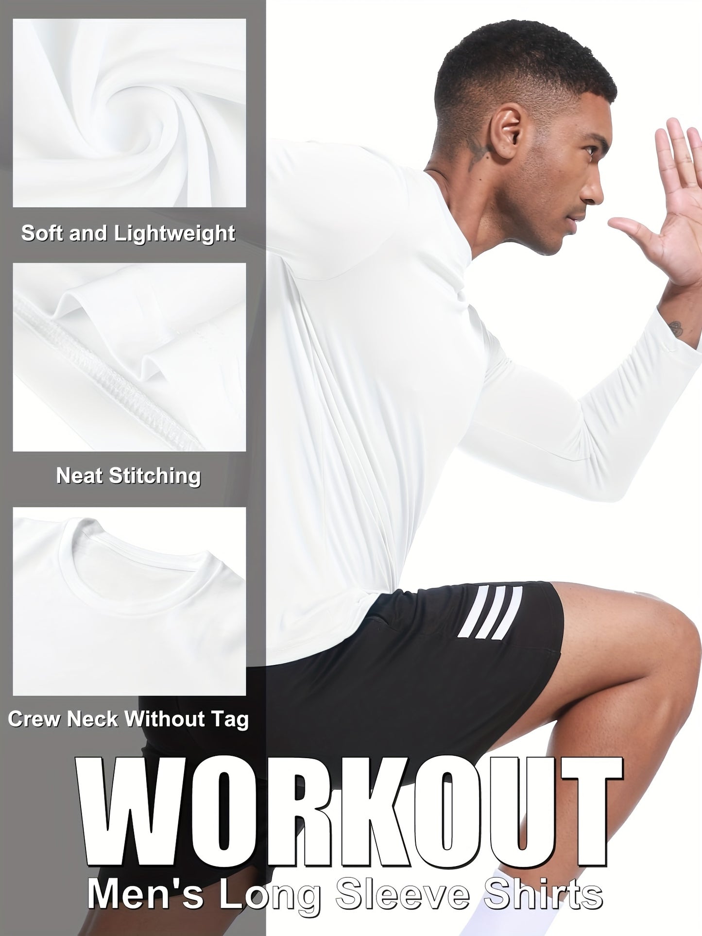 5 Pack Moisture Wicking Long Sleeve Tee Shirts for Men