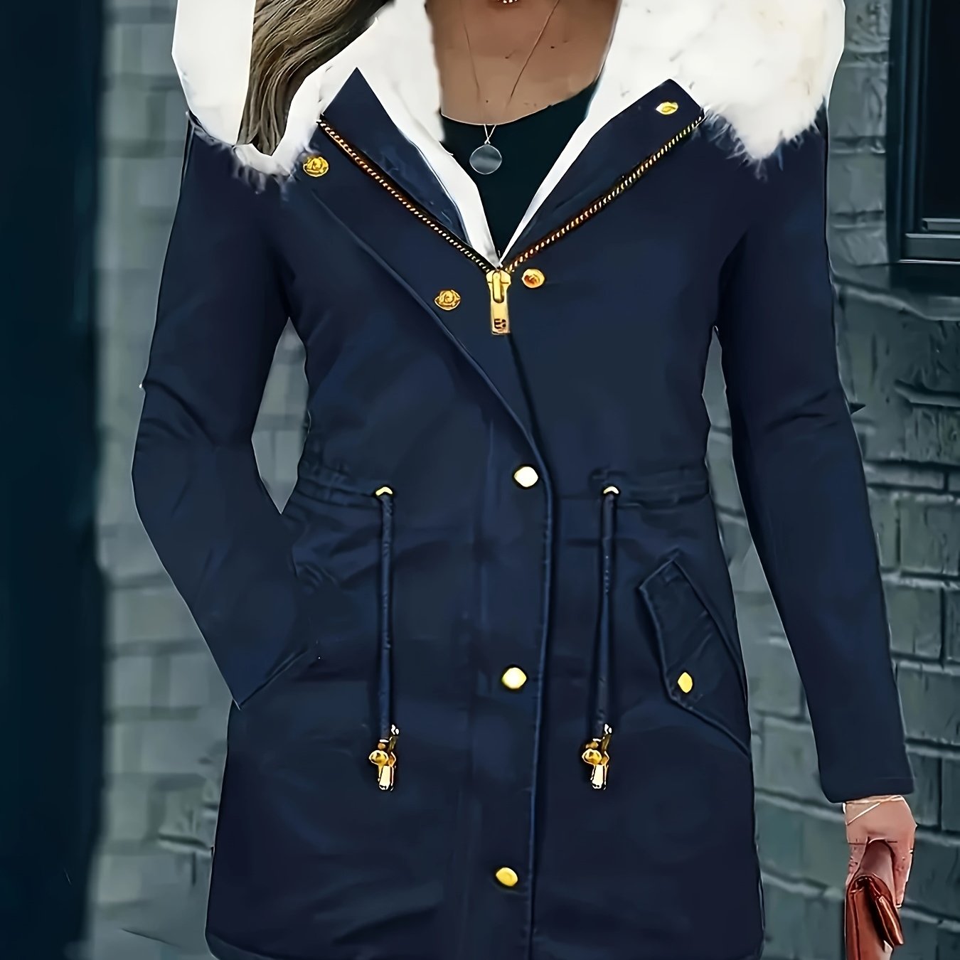 Winter Faux Fur Hooded Parka Coat