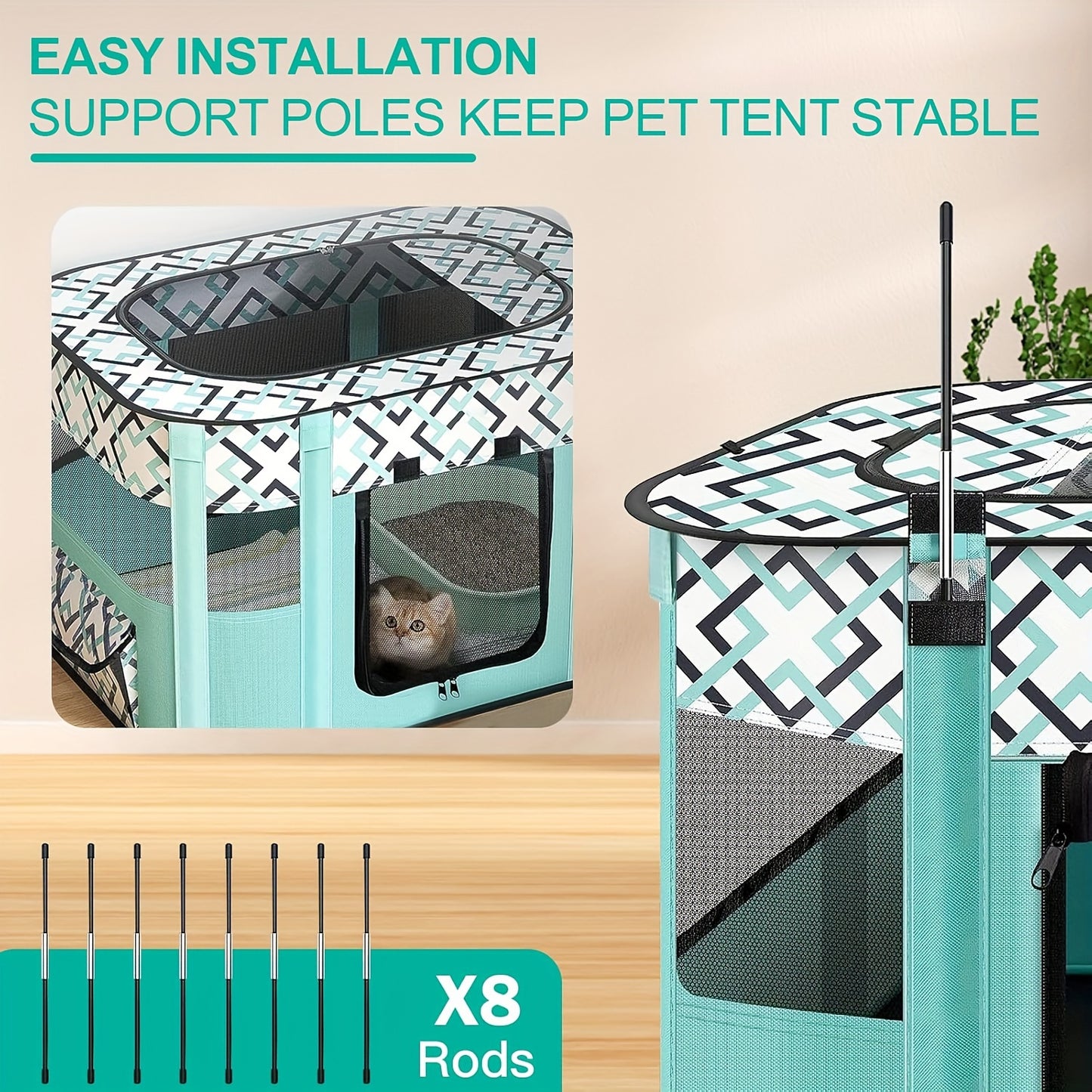 Extra-Large Portable Pet Playpen with Storage Bag - Collapsible Oxford Fabric Enclosure for Dogs, Puppies, Cats & Small Animals